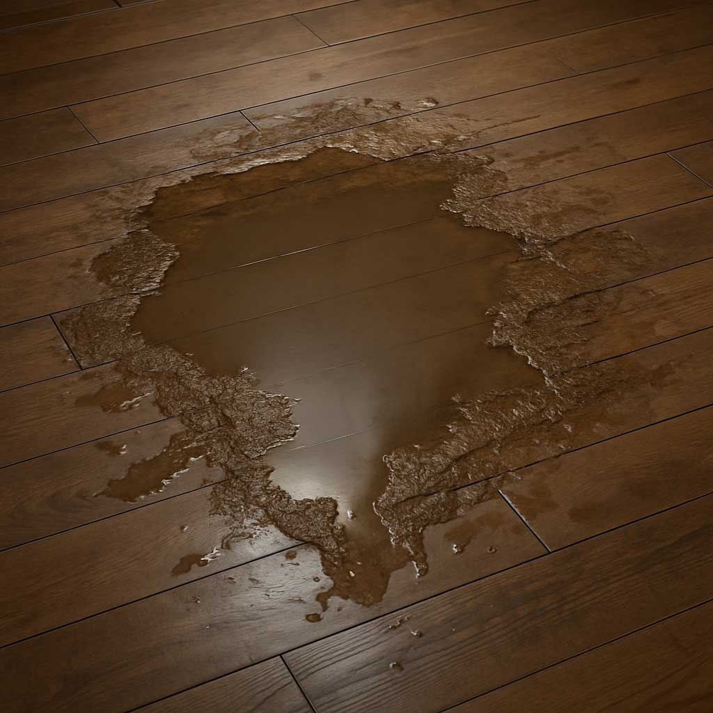 sàn gỗ bị ngâm trong nước ứ đọng lâu